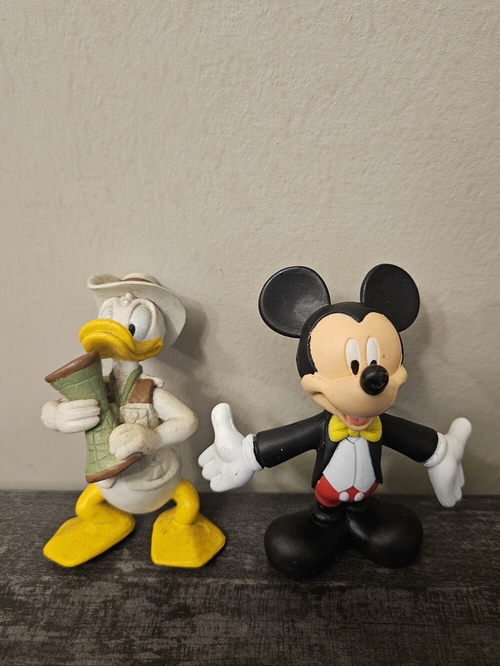 VTG Disney Figurine Set: Safari Donald Duck & Tuxedo Mickey Mouse